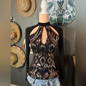 Jacaranda Sequin With Neck Cut-Outs XS